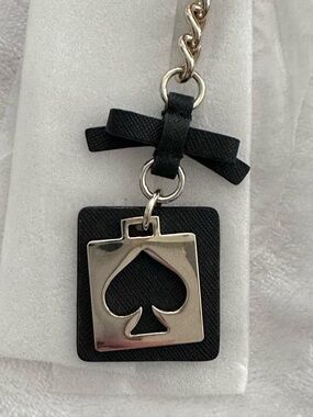 ♠️ Kate Spade Black cut out Live Colorfully bag charm keychain key fob NWOT